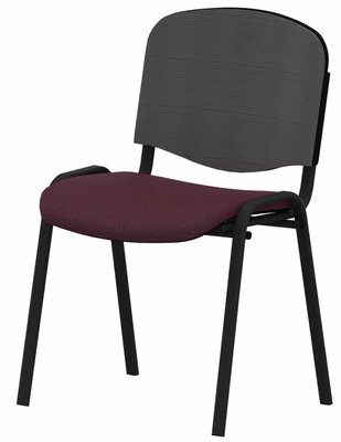 VISITEURS ET FONCTIONNELS - 4 Pieds - Joker Mesh - Chaise piétement 4 pieds laqué noir (A).Assise tissu et dossier résille Bondai Prune (BNQ)
