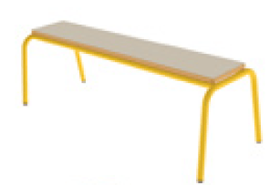 SCOLAIRE - Apprendre - Banc MOLY avec dossier hêtre massif vernis incolore pièt. époxy - L120 cm - T4