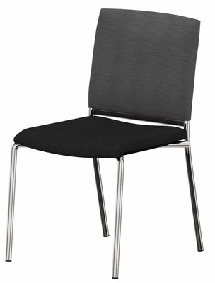 VISITEURS ET FONCTIONNELS - 4 Pieds - ZEN mesh visiteur - Chaise piétement 4 pieds chrome (CH).Assise tissu et dossier résille Bondai Noir (8033)