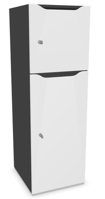 CASIERS - 2 cases - Meuble à cases H.137xL.45xP.50cm - 2 cases : 1 x H86cm (en bas) + 1 x H43cm. portes avec découpe en partie haute. serrure à code