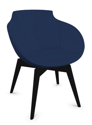 FAUTEUILS/POUFS - 4 pieds bois - Coco - Fauteuil 4 pieds noirs, Tissu Int Step Bleu (L04) - Tissu Ext Step Bleu (L04)
