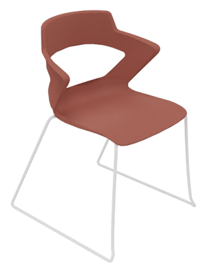FAUTEUILS/POUFS - Piétement Luge - SWEETY Chaise pied luge H46cm. coque polypropylène coloris SAUMON. piétement Blanc