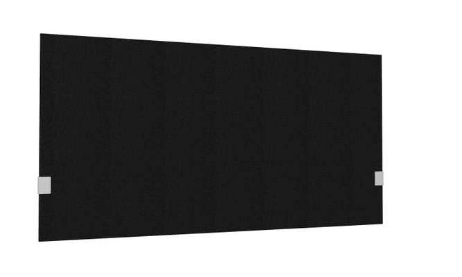 PANNEAUX ECRANS POUR BUREAU DROIT SOLO - Pour bureaux largeur 140 cm - SECRET Panneau-écran acoustique H74cm pour poste solo L.140cm. 2 faces tissu STEP coloris noir. pinces de fixation réglables en hauteur coloris aluminium
