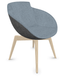 Coco - Fauteuil 4 pieds bois naturel (W1). Tissu Int Step Bleu gris (L06) - Tissu Ext Step L34