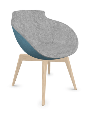 FAUTEUILS/POUFS - 4 pieds - Fauteuil COCO tapissé ntérieur Tissu velito Gris/ extérieur tissu bleu