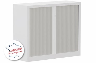 ARMOIRES A RIDEAUX - Largeur 120 cm - Armoire à rideaux H100xL120cm 2 tablettes, coffre blanc, rideaux acacia