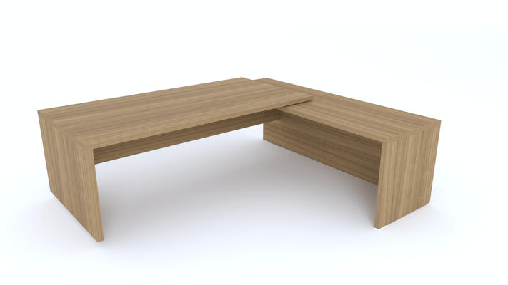 Gamme X5 - Tables de Bureau avec retour - X5- Plan Manager 200x100cm avec retour mur débordant (encombrement 230x200cm) coloris noyer