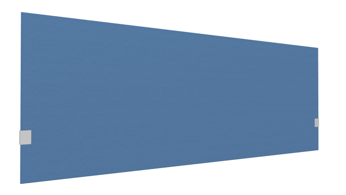 PANNEAUX ECRANS POUR BUREAU DROIT SOLO - Pour bureaux largeur 180 cm - SECRET Panneau-écran acoustique H74cm pour poste solo L.180cm. 2 faces tissu SYNERGY coloris bleu. pinces de fixation réglables en hauteur coloris aluminium