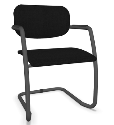 VISITEURS ET FONCTIONNELS - Luge - DIVA fauteuil dos tissu. piétement luge laqué noir assise et dossier tissu STEP coloris noir