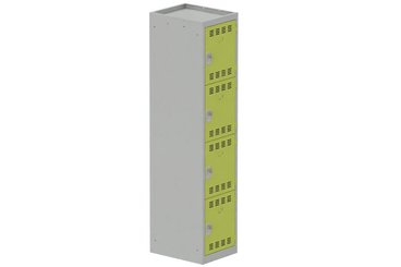 [Pas de famille] - [Pas de sous famille] - Vestiaire multicases 1 colonne L,40cm 4 cases (fermeture cadenas) H,180xL,40xP,50cm coffre gris clair/portes anis