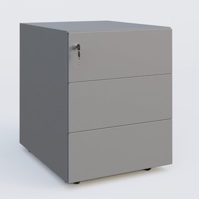 CAISSONS  - Mobiles - Caisson sur roulette 3 tiroirs Aluminium RAL 9006