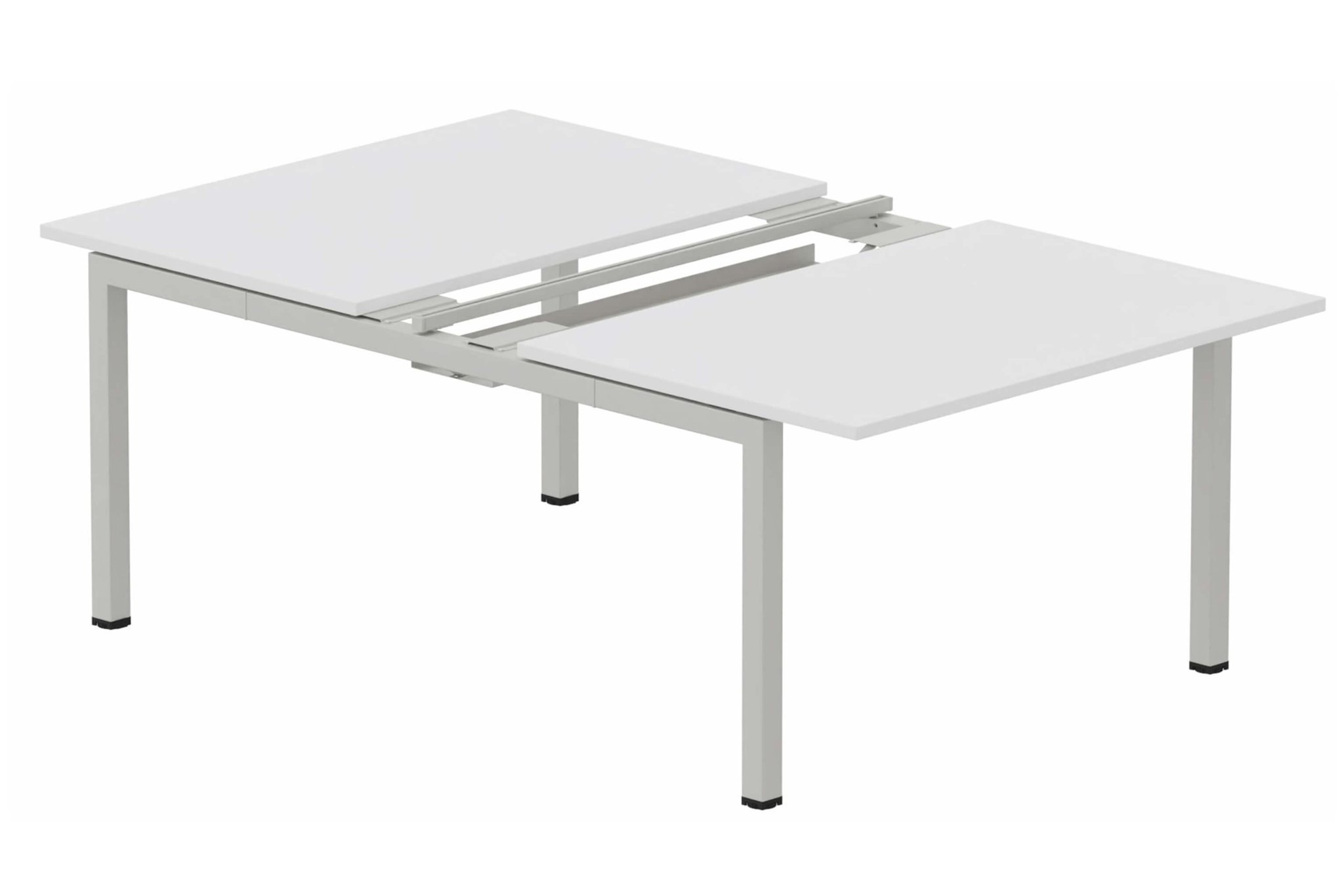 K3 Bench départ 2 plateaux coulissants 180x80cm encombrement 180x165cm blanc/aluminium - sur délai