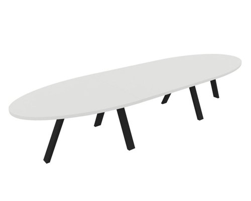 [Pas de famille] - [Pas de sous famille] - TABLE OBLONGUE 3 PLATEAUX 400X120CM SUR STRUCTURE X3 MEETING. Plateau Blanc et pietement Noir.