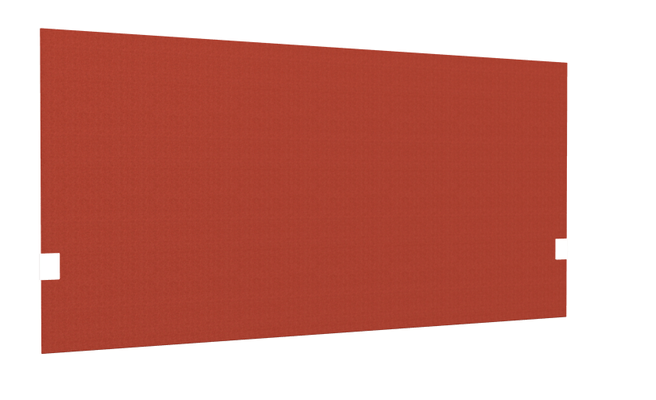 PANNEAUX ECRANS POUR BUREAU DROIT SOLO - Pour bureaux largeur 140 cm - SECRET Panneau-écran acoustique H74cm pour poste solo L.140cm. 2 faces tissu SYNERGY coloris rouge. pinces de fixation réglables en hauteur coloris aluminium