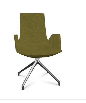DIRECTION - Visiteurs - KI fauteuil de conférence haut dossier. piétement 4 branches en aluminium poli