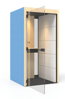 [Pas de famille] - [Pas de sous famille] - Silent Room S avec parois externes rembourrées et panneau arrière vitré, parois internes rembourrées, paroi centrale interne frontale avec système de commande, portes en verre et plafond en mélamine coloris berta