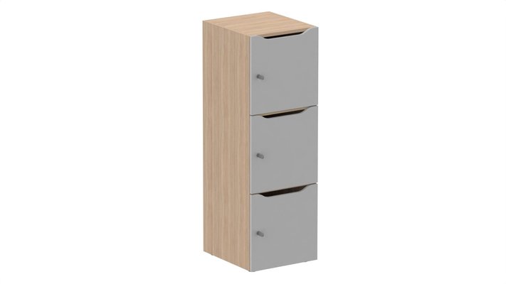 CASIERS - 3 cases - Meuble à cases H.137xL.45xP.50cm - 3 cases H43cm. portes avec découpe en partie haute. serrure à clé