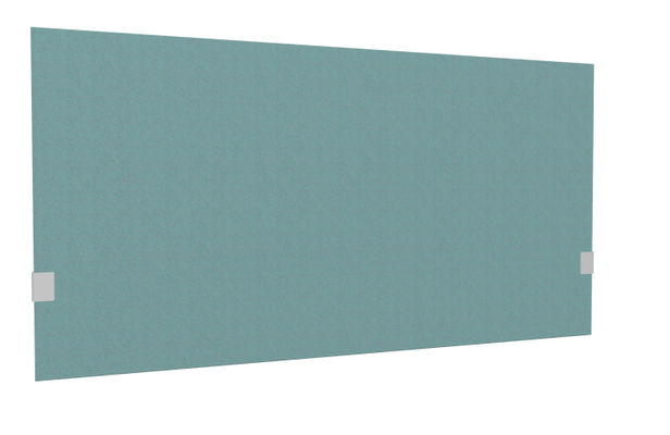PANNEAUX ECRANS POUR BUREAU DROIT SOLO - Pour bureaux largeur 140 cm - SECRET Panneau-écran acoustique H74cm pour poste solo L.140cm. 2 faces tissu SYNERGY coloris menthe. pinces de fixation réglables en hauteur coloris aluminium