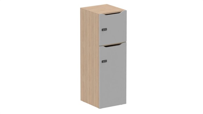 CASIERS - 2 cases - Meuble à cases H.137xL.45xP.50cm - 2 cases : 1 x H86cm (en bas) + 1 x H43cm. portes avec découpe en partie haute. serrure à code