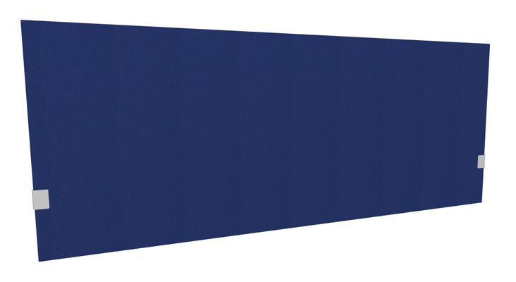 PANNEAUX ECRANS POUR BUREAU DROIT SOLO - Pour bureaux largeur 180 cm - SECRET Panneau-écran acoustique H74cm pour poste solo L.180cm. 2 faces tissu STEP coloris bleu foncé. pinces de fixation réglables en hauteur coloris aluminium