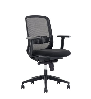 OPERATIVE - Dossier résille - SOLO fauteuil opérative synchrone, dossier résille coloris noir avec renfort lombaire réglable en hauteur, tissu BONDAI coloris noir, accotoirs réglables en hauteur, structure nylon noir