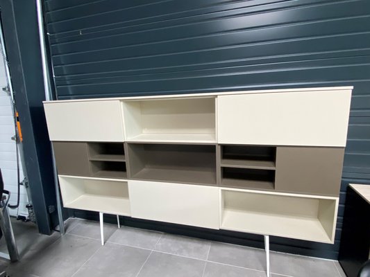 DESTOCKAGE - Rangements - Bibliothèque 270 x 166 x 35 beige et marron structure métal blanche