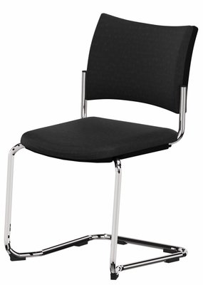 VISITEURS ET FONCTIONNELS - Luge - ZEN tissu visiteur - Chaise Piétement luge laqué noir (A).Assise et dossier tissu Bondai Noir (8033)