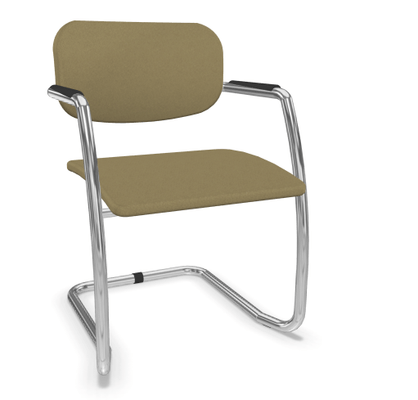 VISITEURS ET FONCTIONNELS - Luge - DIVA fauteuil dos tissu. piétement luge chromé. assise et dossier tissu BONDAI coloris chamois