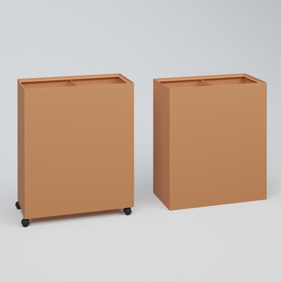 ACCESSOIRES - ACCESSOIRES  - Poubelle 2 Modules HT 75 cm Larg. 60 cm Prof. 30 cm avec roulettes . CoffreTerracota