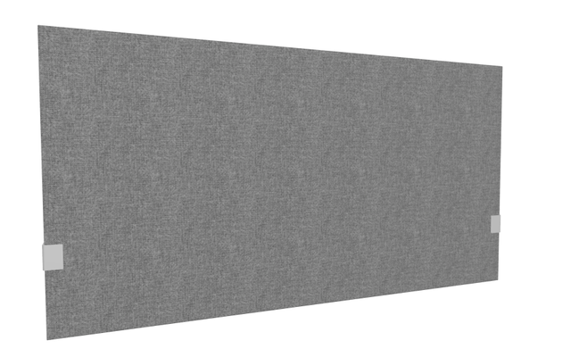 PANNEAUX ECRANS POUR BUREAU DROIT SOLO - Pour bureaux largeur 140 cm - SECRET Panneau-écran acoustique H74cm pour poste solo L.140cm. 2 faces tissu STEP coloris gris clair chiné. pinces de fixation réglables en hauteur coloris aluminium