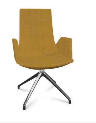 DIRECTION - Visiteurs - KI fauteuil de conférence haut dossier. piétement 4 branches en aluminium poli