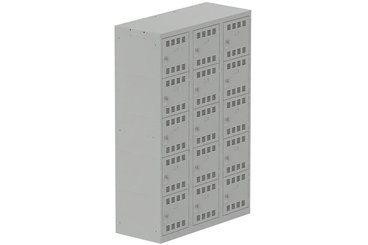 [Pas de famille] - [Pas de sous famille] - Vestiaire multicases 3 colonnes L,40cm 5 cases (fermeture cadenas) H,180xL,120xP,50cm coffre gris clair/portes gris clair