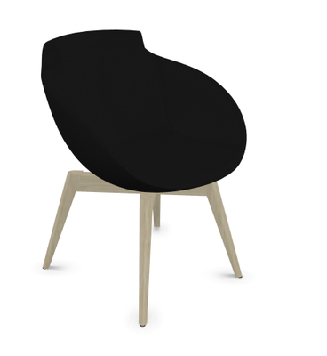 FAUTEUILS/POUFS - 4 pieds bois - Coco - Fauteuil 4 pieds bois naturel (W1). Tissu Int Synergy Noir Intense SY27 (S27) - Tissu Ext Synergy Noir Intense SY27 (S27)