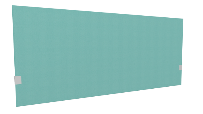 PANNEAUX ECRANS POUR BUREAU DROIT SOLO - Pour bureaux largeur 160 cm - SECRET Panneau-écran acoustique H74cm pour poste solo L.160cm. 2 faces tissu SYNERGY coloris menthe givrée. pinces de fixation réglables en hauteur coloris aluminium
