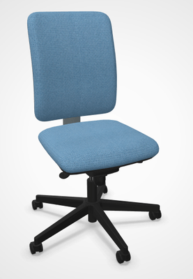 OPERATIVE - Dossier tissu - LUDO siège opérative synchrone réglable en profondeur, tissu STEP coloris bleu moyen, structure nylon noir