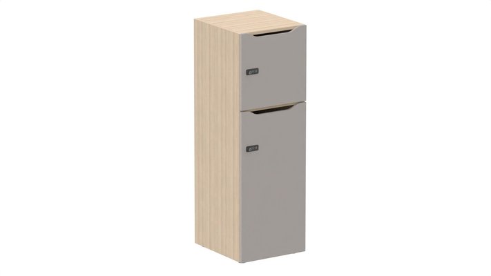 CASIERS - 2 cases - Meuble à cases H.137xL.45xP.50cm - 2 cases : 1 x H86cm (en bas) + 1 x H43cm. portes avec découpe en partie haute. serrure à code