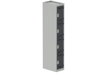 VESTIAIRES MULTICASES - 1 Colonne - Vestiaire multicases, 1 colonne L.30 cm/4 cases, coffre gris clair/portes anthracite