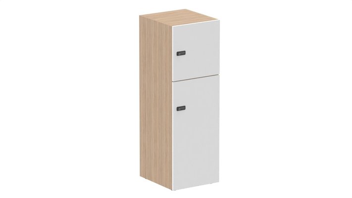 CASIERS - 2 cases - Meuble à cases H.137xL.45xP.50cm - 2 cases : 1 x H86cm (en bas) + 1 x H43cm. portes pleine. serrure à code