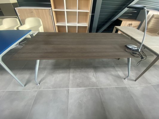 DESTOCKAGE - Bureau - Bureau de direction plan droit 210 x 100 cm, plateau finition wengé et piét. alu