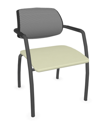 VISITEURS ET FONCTIONNELS - 4 Pieds - DIVA fauteuil dos résille. 4 pieds chromés. assise vinyle RNN coloris taupe dossier résille coloris noir