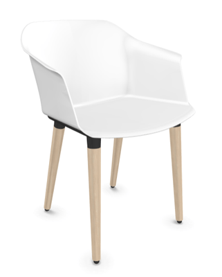 VISITEURS ET FONCTIONNELS - 4 Pieds - FASHION chaise 4 pieds bois. assise H45.5cm. Sans placet d'assise. Assise blanche, pieds bois