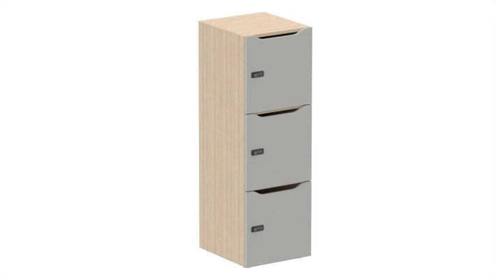 CASIERS - 3 cases - Meuble à cases H.137xL.45xP.50cm - 3 cases H43cm. portes avec découpe en partie haute. serrure à code