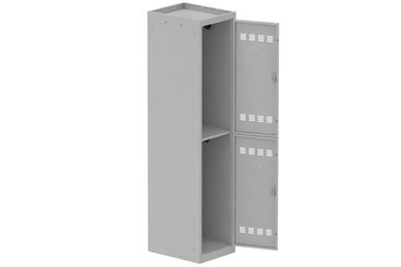 [Pas de famille] - [Pas de sous famille] - Vestiaire multicases 1 colonne L,40cm 2 cases (fermeture cadenas) H,180xL,40xP,50cm coffre gris clair/portes gris clair