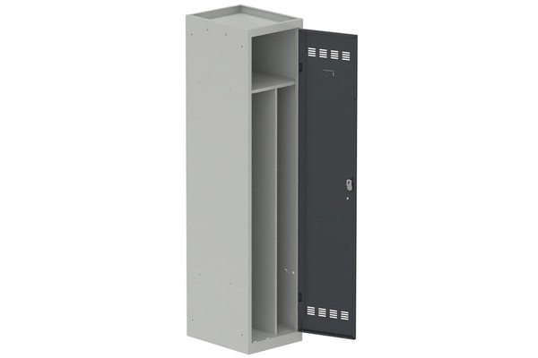 VESTIAIRES MONOBLOC CONFORT - Industrie salissante ( 2 compartiments ) - Vestiaire industrie salissante 1 porte (fermeture cadenas) H180xL40xP50cm coffre gris clair/ porte(s) anthracite