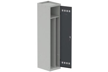 VESTIAIRES MONOBLOC CONFORT - Industrie salissante ( 2 compartiments ) - Vestiaire industrie salissante 1 porte (fermeture cadenas) H180xL40xP50cm coffre gris clair/ porte(s) anthracite