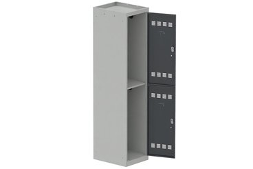 VESTIAIRES MULTICASES - 1 Colonne - Vestiaire multicases, 1 colonne L.40cm/2 cases, coffre gris clair/portes anthracite