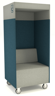ALCOVE ACOUSTIQUE - Phones Boxes - Phonebox acoustique permet de passer les appels sans gêner les autres, coloris bleu et gris clair 