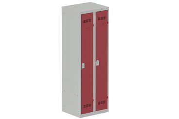 [Pas de famille] - [Pas de sous famille] - Vestiaire industrie propre 2 portes (serrure 2 clés) H180xL60xP50cm coffre gris clair/ porte(s) rouge