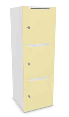CASIERS - 3 cases - Meuble à cases H.137xL.45xP.50cm - 3 cases H43cm. portes avec découpe en partie haute. serrure à clé