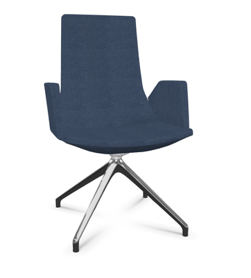 DIRECTION - Visiteurs - KI fauteuil de conférence haut dossier. piétement 4 branches en aluminium poli